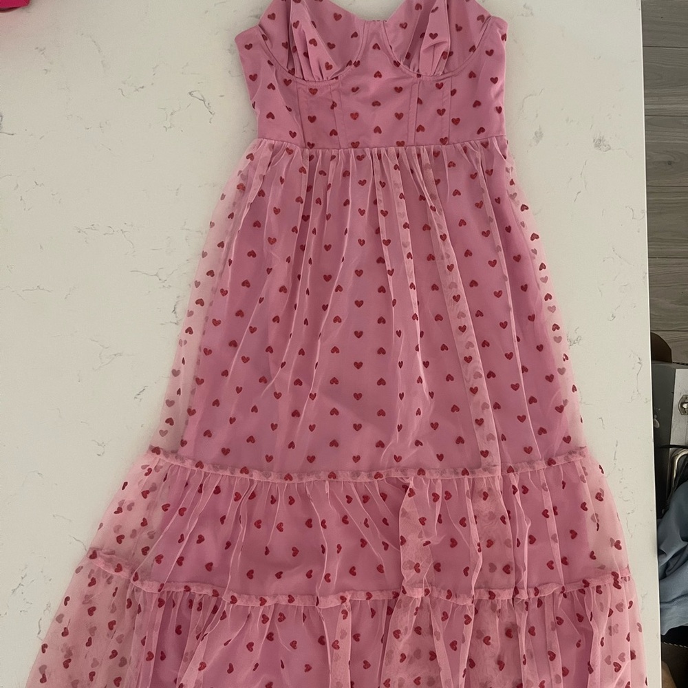 Betsey Johnson Pink Polka Dot Maxi Dress - Picture 2 of 4